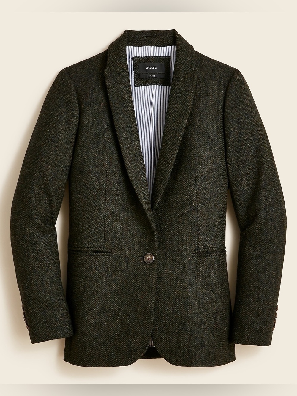 J. Crew Parke Houndstooth Brown Preppy Dark Academia Wool Blazer Size 0